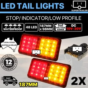 2x Trailer lights 24 LED STOP TAIL Indicator Truck Camper 10-30V 7 pin flat plug - Picture 1 of 7