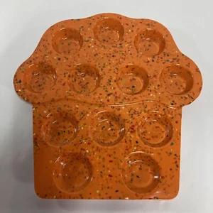 ZAK Designs Orange Confetti Cupcake Holder Serving Tray 12 Cupcake Plastic - Picture 1 of 5