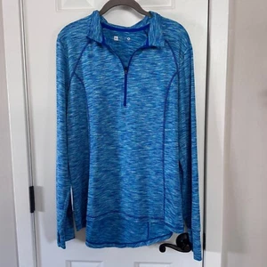 Xersion Womens Blue Striped Half Zip Pullover Size XL Extra Large Slim Fit E2 - Picture 1 of 12