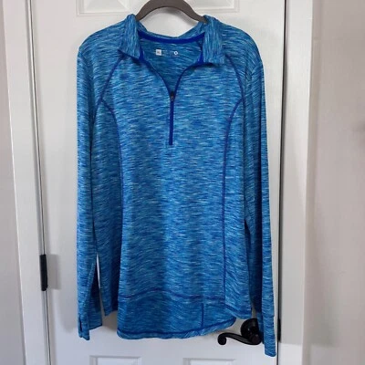 Xersion Womens Blue Striped Half Zip Pullover Size XL Extra Large Slim Fit E2 - Image 1 of 4
