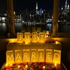 “Just Married” Light up Letters with LED Lights and Rose Petals Included. Lum...
