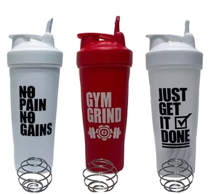 Protein Shaker Bottle For Protein Mix 24 oz (3 Pack) 24 Oz BPA Free - Picture 1 of 7