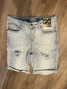 Art Class Girls Distressed Adjust Waist Stretch Roll Cuff Denim Short Lt Blue 14 - Picture 1 of 11