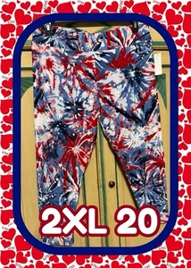 Neu mit Etikett patriotische Tye Dye Legging Capri XXL 2X 20 KOSTENLOSER VERSAND - Bild 1 von 10