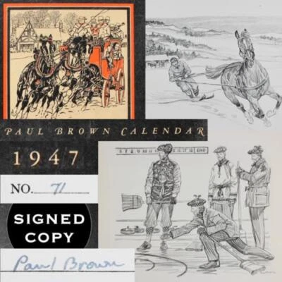 BROOKS BROTHERS RARE PAUL BROWN SIGNED 1947 SPORTING LIFE FISHING FOX HUNTING - Image 1 of 4