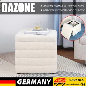 Sitzwürfel mit Stauraum Aufbewahrungsbox Teddystoff Fußhocker Sitzhocker Weiß DE - Bild 1 von 15