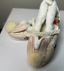 Toddler Size 9 Bunny Rabbit Ears & Tail Faux Fur Embroidered Shoes Easter Spring