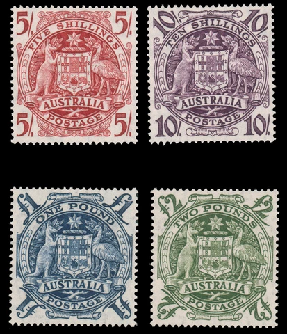 Australia #218-221 MNH CV$278.50 1949-1950 Arms [SG224a-SG224d Mi187-Mi190] Cover