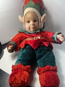 "Muñeco de peluche vintage disfraz niños elfo de Navidad pan de azúcar 16"" muy bueno" - Imagen 1 de 7