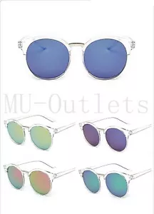 Nuevas gafas de sol de marco transparente redondas grandes retro vintage lentes espejadas (#5010) - Imagen 1 de 5