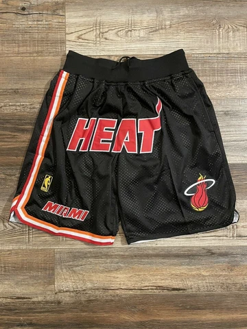 Miami Heat Summer City Edition Black Old School Basketball Team Shorts Large Cover