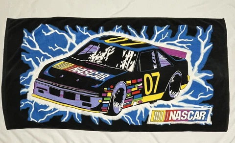 Vintage NASCAR Supercharged #7 Racing Beach Towel Big Graphic Print Jay Franco Cover