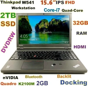 Workstation Thinkpad W540 i7-QUAD 2TB SSD 32GB 15.6 IPS FHD Quadro K2100M + Dock - Picture 1 of 13