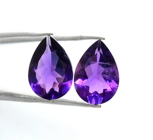 Natural Amethyst Pear Cut Pair 13x9 mm 6.16 CTS Faceted Loose Gemstones - Picture 1 of 8