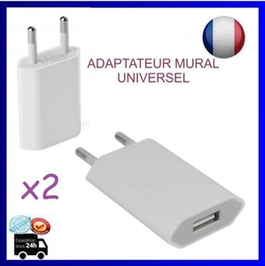 x2 Prise murale extra plate chargeur USB-secteur universel, Blanc - Foto 1 di 2