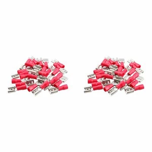 3mm Female Red Electrical Cable Wire Spade Terminals Crimps Connectors 50pc - Picture 1 of 3