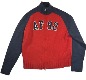 Vintage Abercrombie & Fitch Sweater Wool y2k AF 92 Full Zip Muscle Cardigan XL - Picture 1 of 10