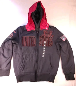 Mondetta Men’s Size L United States Zip Up Jacket Blue Red Detachable Hood HEAVY - Picture 1 of 18