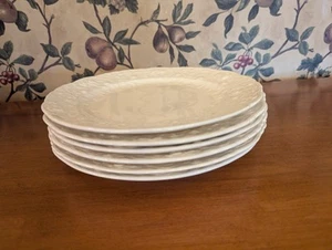 6-VINTAGE POPE GOSSER ROSE POINT DINNER PLATES 10" ALL WHITE - Picture 1 of 5