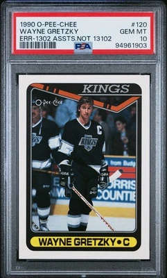 O-PEE-CHEE #120 1990 Wayne Gretzky Err 1302 asistencia no 13102 PSA 10 Foto 1 de 2