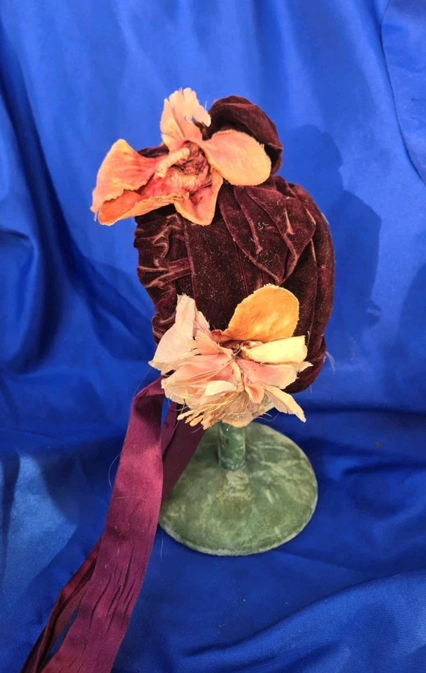 Antique Velvet Doll Hat Bonnet For Bisque Large 24- 30" French Or German Doll - Image 1 of 4