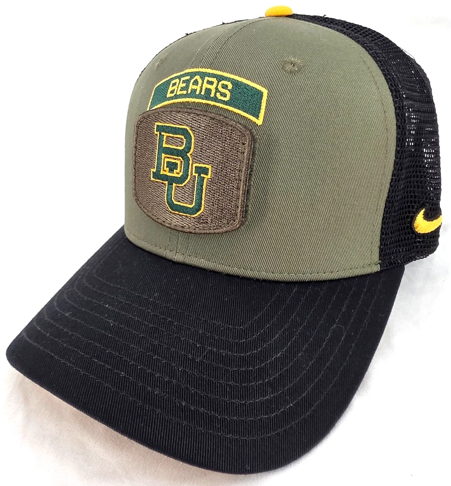 NOVO Boné Baylor BU Bears Verde Nike Militar Snapback Caminhoneiro Adulto M/G - Imagem 1 de 4