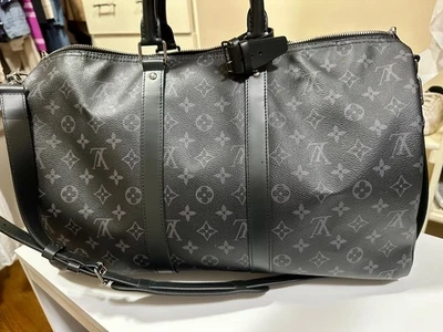 Louis Vuitton Keepall Bandouliere Monogram Eclipse Duffle 45 Black Canvas - Image 1 of 4