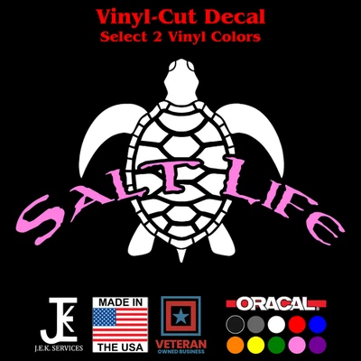 Salt Life Sea Turtle Vinyl Sticker, Car Decal for Truck, Jeep, Window, Bumper - Image 1 of 4