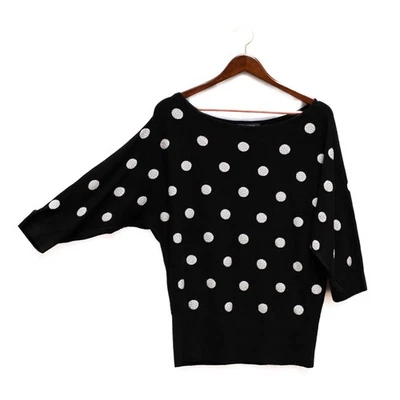 Pullover Casa Blanca Mercado Negro Talla L Negro Blanco Lunares Preppy Chic Foto 1 de 4
