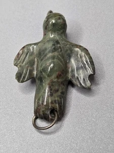 Vintage 2" natürlicher Unakit Anhänger handgeschnitzt Vogel Sterlingsilber 13,7 g - Bild 1 von 13