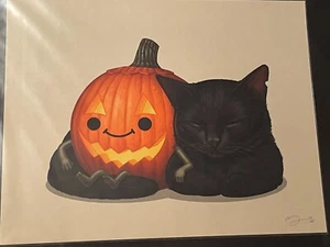 Mike Mitchell - Jackie - Signed Numbered Mondo Fall Halloween Cat Pumpkin - Picture 1 of 1