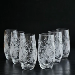 Juego de 6 vasos Highball de cristal cortados a mano - Gafas rusas vintage Neman - Imagen 1 de 13