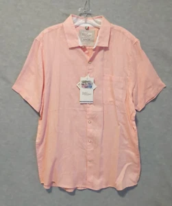 Bruno Positano waschbares Leinen Kurzarm Hemd Herren Gr. Large rosa lachs - Bild 1 von 12
