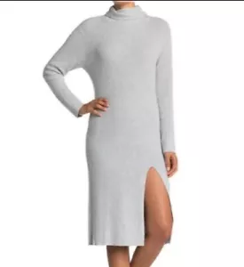 Abound Ribbed Knit Mock Neck Long Sleeve Midi Sweater Dress Gray size S - Picture 1 of 5
