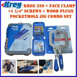 Original KREG 320 + Face Clamp + Screws + Wood Plugs Pockethole Jig Combo Set #1 - Picture 1 of 2