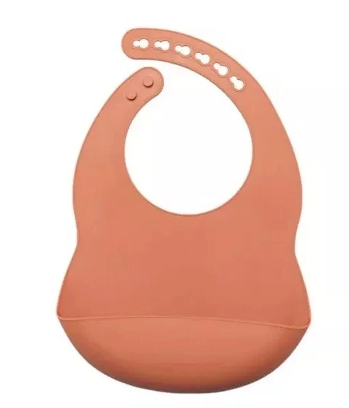 Babero de silicona para bebé 1 pieza, patrón en blanco color tangarina edad 0 años + ajustable Foto 1 de 1