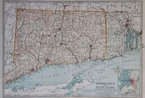 Mapa del estado de Rhode Island y Connecticut 1903. Estados Unidos. Nueva Inglaterra. - Imagen 1 de 4