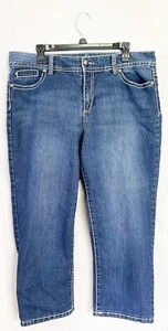 CODE BLEU dunkle Waschung mit KREUZ Taschenverzierung; schwere Nähte Wmns Gr. 16 sehr guter Zustand - Bild 1 von 2