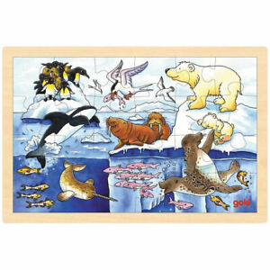 goki Einlegepuzzle Polartiere 57889 - Holzspielzeug Puzzle 24 Teile