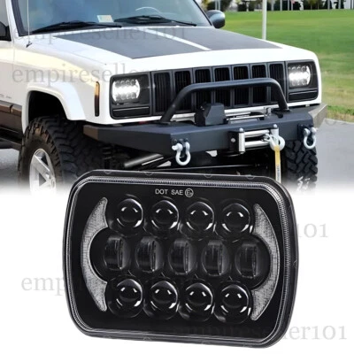 120W 7x6" 5X7" LED Projector Headlight Hi-Lo Beam Halo DRL For Jeep Cherokee XJ - Image 1 of 4
