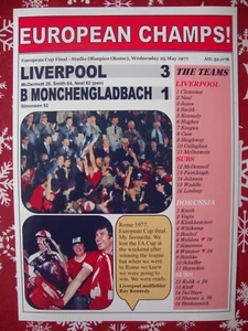 Liverpool 3 Borussia Monchengladbach 1 -1977 European Cup final - souvenir print - Picture 1 of 1