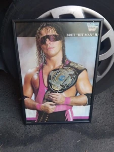 Vintage Bret Hart Hitman WWF World Wrestling Federation Framed Poster 18.5x13🔥 - Picture 1 of 5