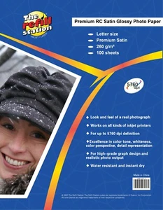 100pk RC Satin (Semi-Glossy) Photo Paper, Premium Letter Size, 260 gram weigh - Picture 1 of 1