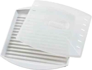 Progressive Prep Solutions Microwave Bacon Grill w Cover White PS-66LID Large - Picture 1 of 4