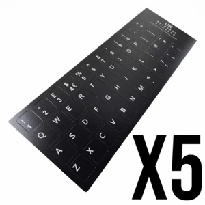 5 X UK ENGLISH KEYBOARD STICKERS Black QWERTY Keyboard Desktop Laptop Computer - Picture 1 of 6