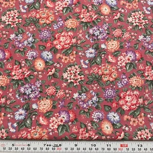 Vintage Cranston Florals on Mauve Cotton Fabric by the HALF YARD - Picture 1 of 2