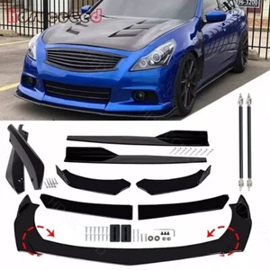 Fit Infiniti G37 X Sedan Front Bumper Lip Spoiler Splitter Body Kit+Side Skirts - Picture 1 of 21