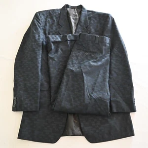 Stacy Adams 40R 32x28 Blue Geometric Square Check Mens Jacket Pants Suit - Picture 1 of 24