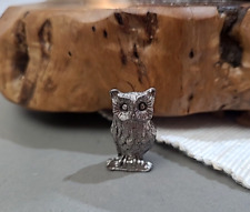 Miniature Pewter Owl Figurine Taiwan 3 cm