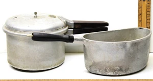 Vintage Presto Pressure Cooker 4 Qt + Club Hammered Aluminum Half Pot w/o Lid - Picture 1 of 1